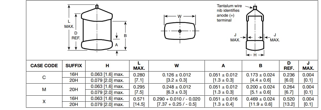 Chart - Vishay / Sprague 592W Solid Tantalum Chip Capacitors