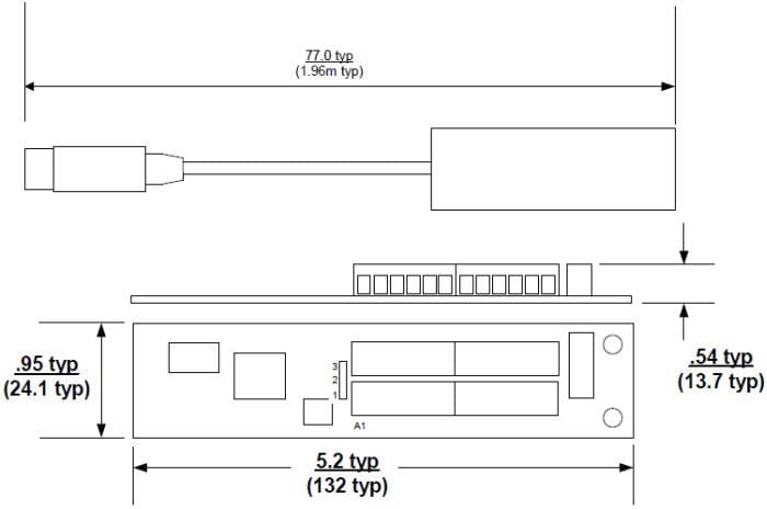Mechanical Drawing - DLP Design DLP-IO14 14-Channel Data-Acquisition Module