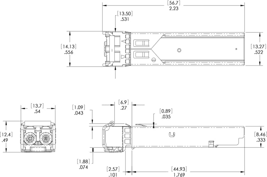 Mechanical Drawing - Coherent FTLF8519P3BNL Short-Wavelength SFP Transceiver