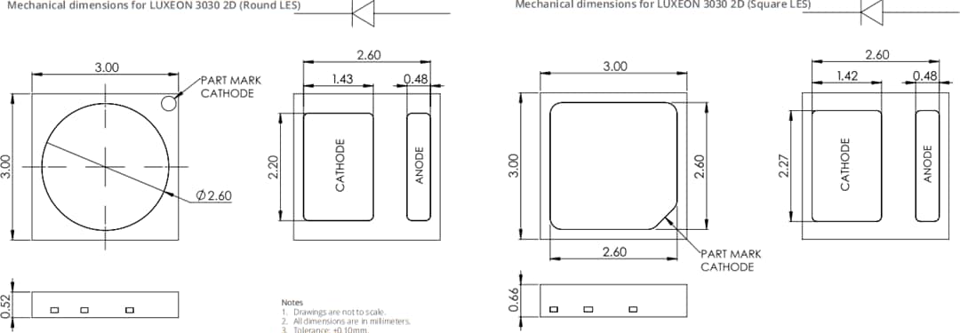 Mechanical Drawing - Lumileds LUXEON® 3030 2D LEDs