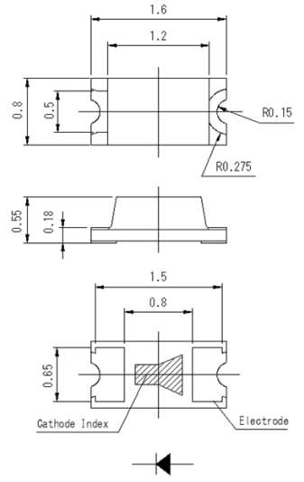 Mechanical Drawing - ROHM Semiconductor SML-D15 Series LEDs