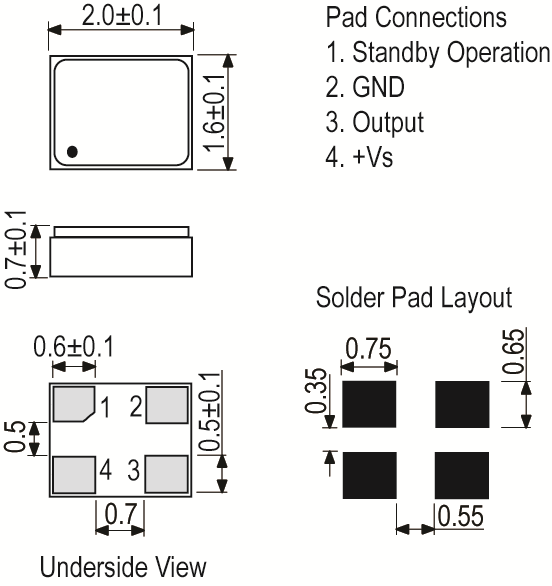 Mechanical Drawing - IQD IQXO-540 AUTO Crystal Clock Oscillators