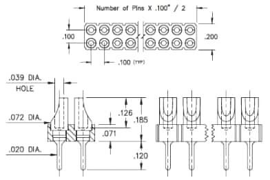 Mill-Max 380 & 480 Low Profile Solder Cup Headers