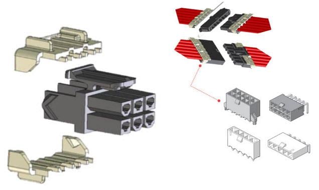 Mechanical Drawing - Molex Mini-Fit TPA2 Power Connectors