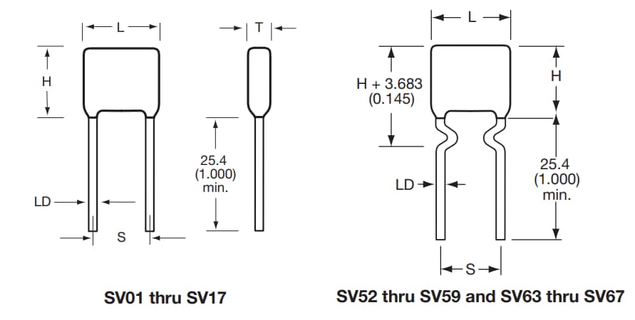 Mechanical Drawing - KYOCERA AVX SV High-Voltage Multilayer Ceramic Capacitors