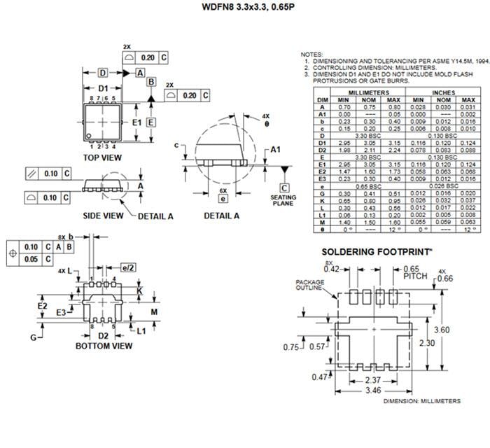Mechanical Drawing - onsemi NVMx & NVTx Power MOSFETs