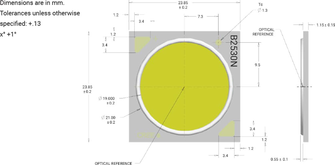 Mechanical Drawing - Cree LED XLamp® CXB1830 LEDs