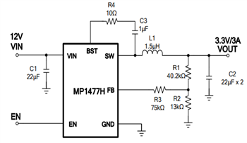 Application Circuit Diagram - Monolithic Power Systems (MPS) MP1477/77H Step-Down Converters