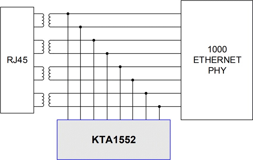 Application Circuit Diagram - Kinetic Technologies KTA1550 & KTA1552 Active EMI & ESD Suppressors