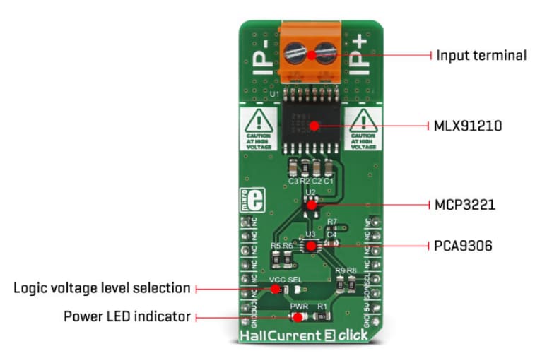 Block Diagram - Mikroe MIKROE-3118 Hall Current 3 Click