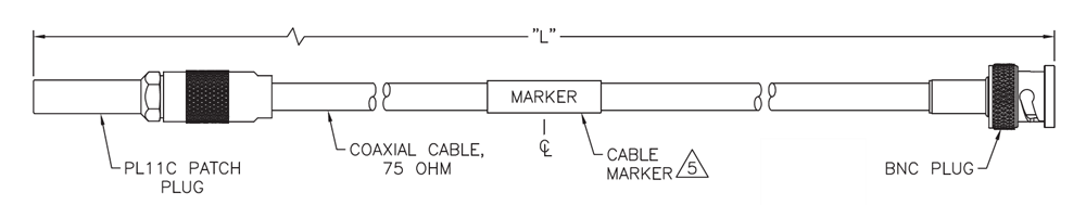 Mechanical Drawing - Trompeter / Cinch Connectivity Solutions Mini-WECo to BNC Patch Cables