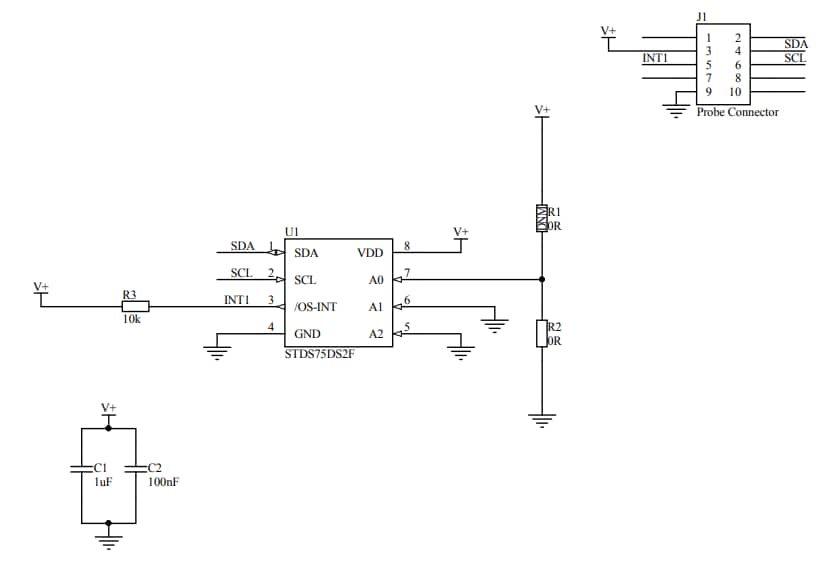 Schematic - STMicroelectronics STEVAL-MKI202V1K Temperature Probe Kit