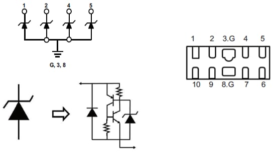 Block Diagram - Littelfuse SP3420 TVS Diode Array