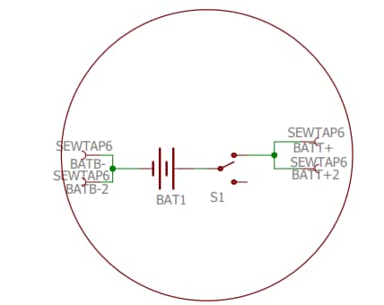 Schematic - SparkFun LilyPad Coin Cell Battery Holder - Switched - 20mm