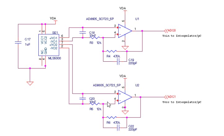Application Circuit Diagram - TE Connectivity / Measurement Specialties KMXP AMR Linear Position Sensors