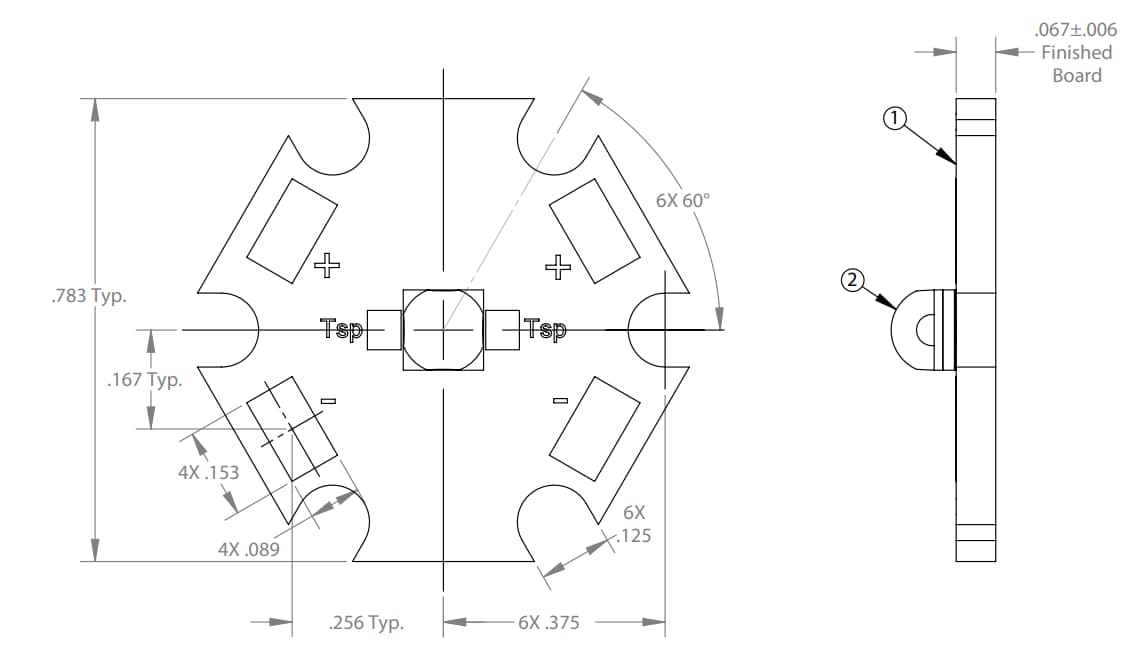 Mechanical Drawing - New Energy Cree XHP35.2 Starboards