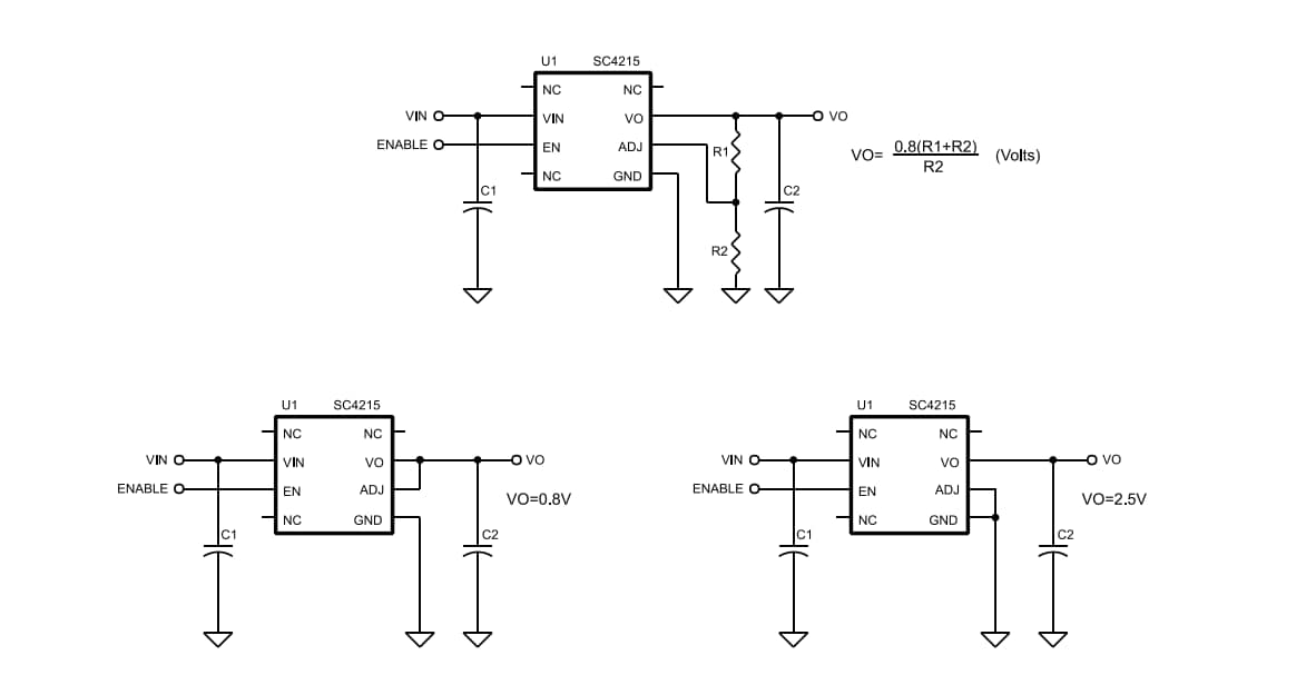 Application Circuit Diagram - Semtech SC42 Low Input & Dropout Regulators