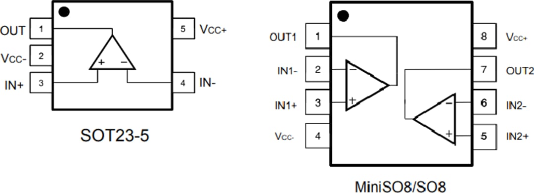 Mechanical Drawing - STMicroelectronics TSB7191/A & TSB7192/A 22MHz Operational Amplifiers