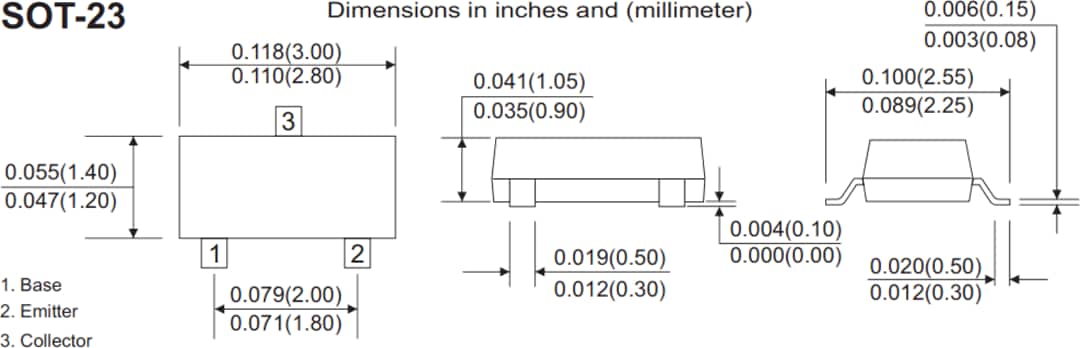 Mechanical Drawing - Comchip Technology AMMBT5551 Automotive Bipolar Junction Transistor