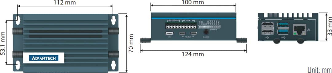 Mechanical Drawing - Advantech UNO-220 for Raspberry Pi 4