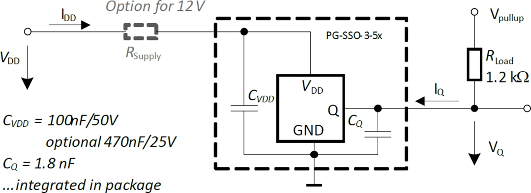 Application Circuit Diagram - Infineon Technologies TLE4929C-XHA XENSIV™ Universal Speed Sensor