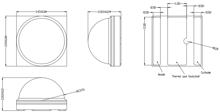 Mechanical Drawing - Lumileds LUXEON HL2X High Power Emitters