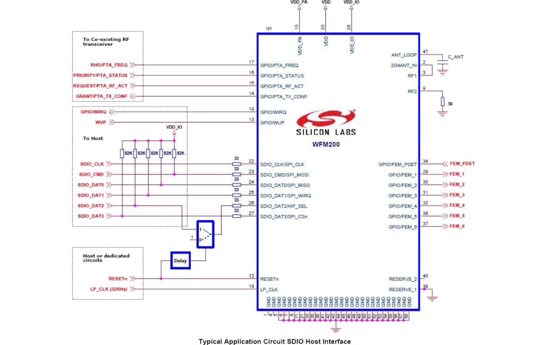 Application Circuit Diagram - Silicon Labs WFM200S Series 2 Wi-Fi® SiP Module