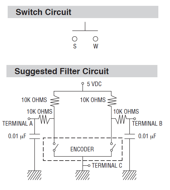 Application Circuit Diagram - Bourns PEC11H 11mm Rotary Encoders with High Detent Force