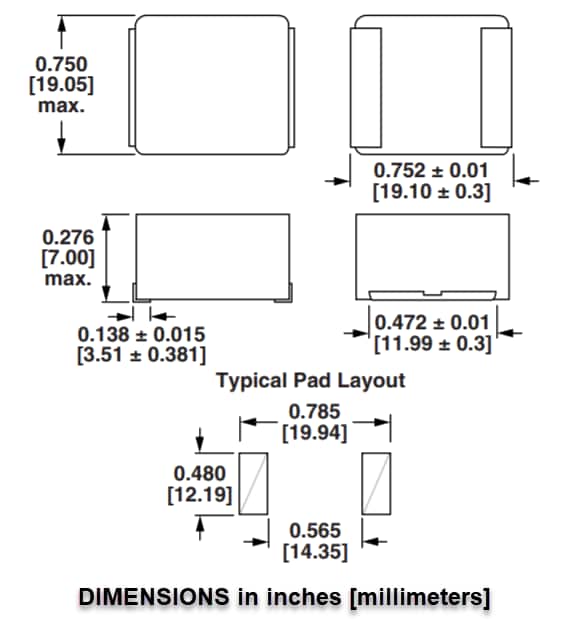 Mechanical Drawing - Vishay / Dale IHLP-7575GZ-5A & IHLP-7575GZ-51 Fixed Inductors