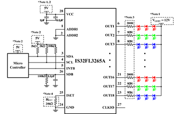 Application Circuit Diagram - Lumissil IS32FL3265 LED Drivers