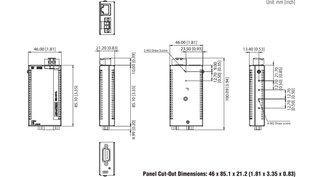 Mechanical Drawing - Advantech EKI-1511 Serial-to-Ethernet Device Server