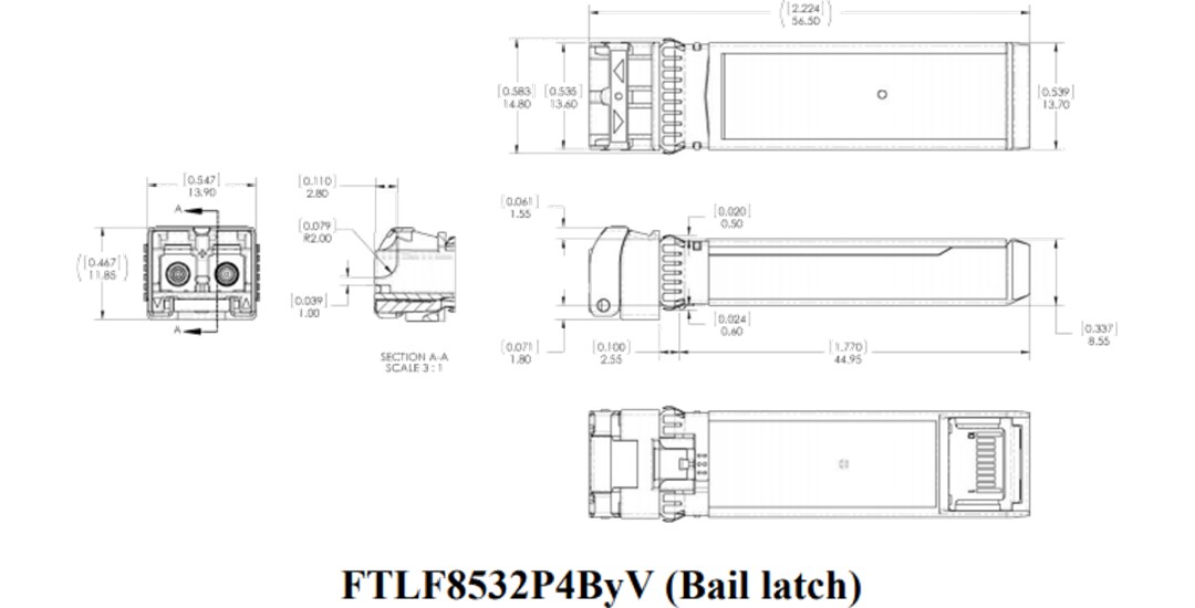 Mechanical Drawing - Coherent FTLF8532P5xxV 32G Fiber Channel SFP28 Transceivers
