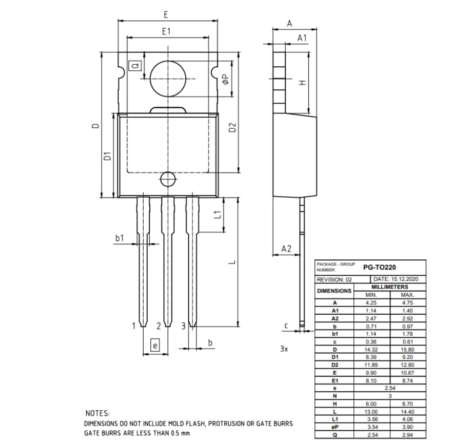 Mechanical Drawing - Infineon Technologies StrongIRFET™ 2 Power MOSFETs