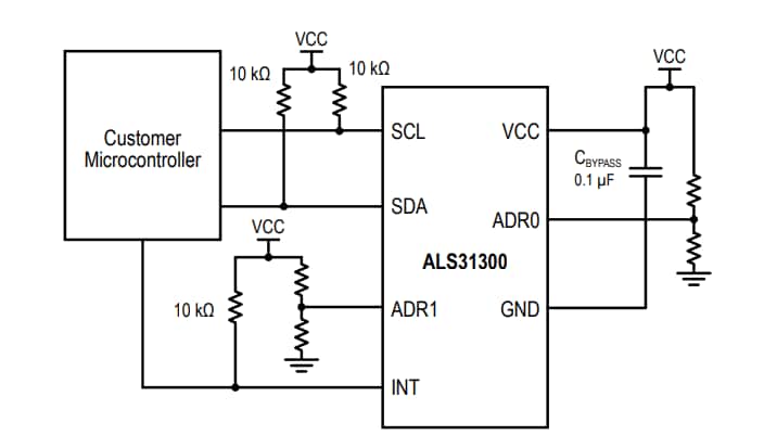 Application Circuit Diagram - Allegro MicroSystems ALS31300 3D Linear Hall-Effect Sensors
