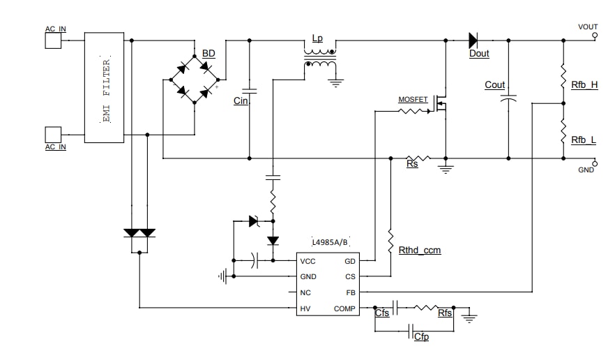 Application Circuit Diagram - STMicroelectronics L4985 CCM PFC Controllers