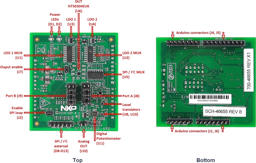 NXP Semiconductors NTS0304EUK-ARD Level Shifter Evaluation Board