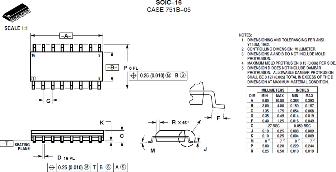 Mechanical Drawing - onsemi NCP1632A CrM Power Factor Controller, Interleaved