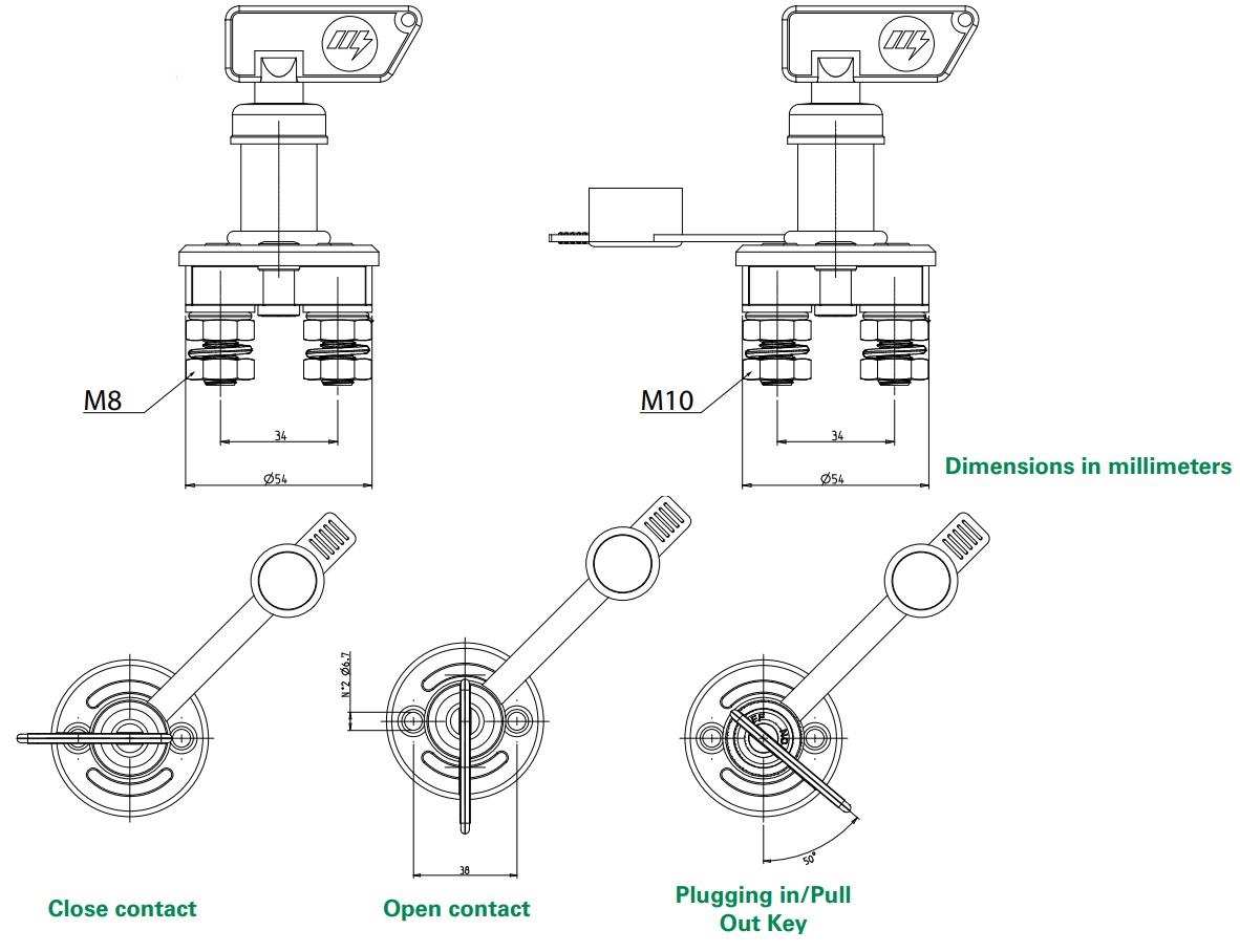 Mechanical Drawing - Cole Hersee LAS Battery Disconnect Switches