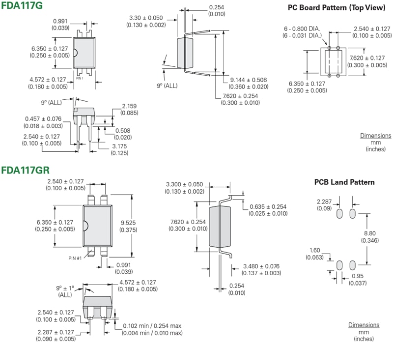 Mechanical Drawing - Littelfuse FDA117 Photovoltaic MOSFET Drivers