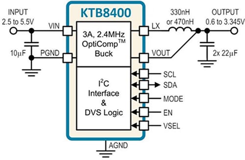 Application Circuit Diagram - Kinetic Technologies KTB8400 Switching Voltage Regulator