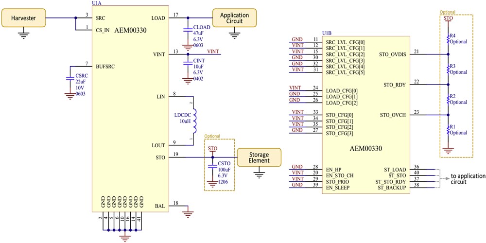 Schematic - e-peas AEM00330 Ambient Energy Manager