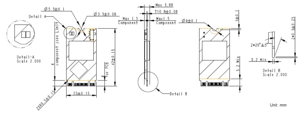Mechanical Drawing - Apacer Technology Inc. SH250-M242 Flash Drives