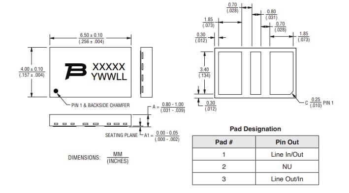 Mechanical Drawing - Bourns TBU-CA-Q TBU® High-Speed Protectors