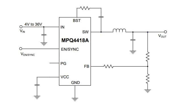 Application Circuit Diagram - Monolithic Power Systems (MPS) MPQ4418A Synchronous Step-Down Converter