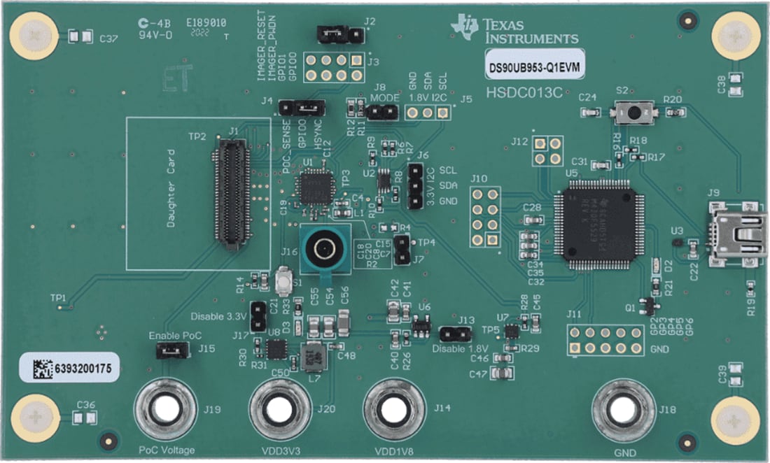 Mechanical Drawing - Texas Instruments DS90UB953-Q1EVM Serializer Evaluation Module