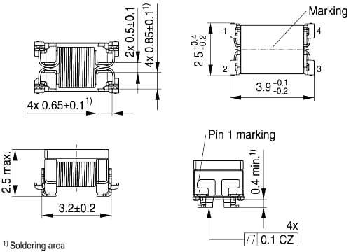 Mechanical Drawing - EPCOS / TDK ADL32VHC Power-over-Coaxial (PoC) Inductors