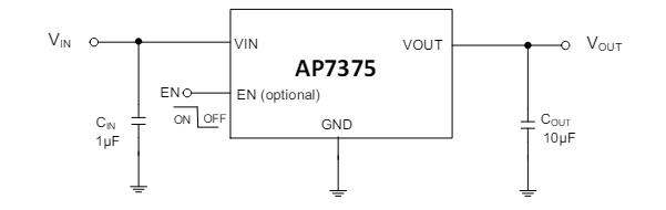 Application Circuit Diagram - Diodes Incorporated AP7375x 300mA ULDO Regulators