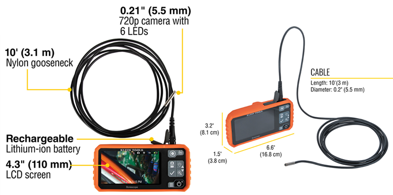 Infographic - Klein Tools ET17 Utility Borescope
