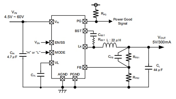 Application Circuit Diagram - Torex Semiconductor XC9702 Synchronous Step-Down DC/DC Converters