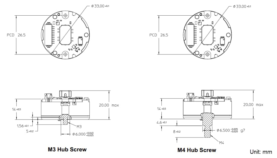 Mechanical Drawing - Broadcom AS33-M42M Absolute Encoder Modules